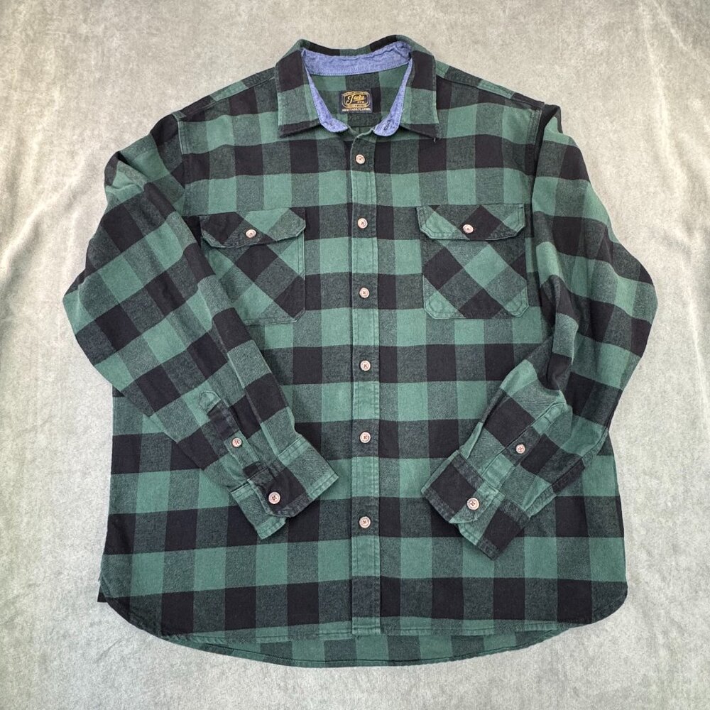 Jach's MFG Heritage Flannel Green Buffalo plaid long sleeve mens XXL